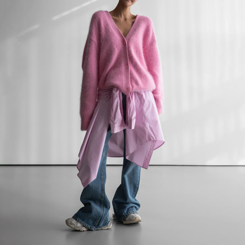 Paper Moon - Korean Women Fashion - #womensfashion - Lux Mink Angora Oversized Knit Cardigan - 3
