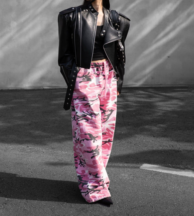 Paper Moon - Korean Women Fashion - #womensfashion - Camouflage Cotton Banded Maxi Wide Trousers - 2