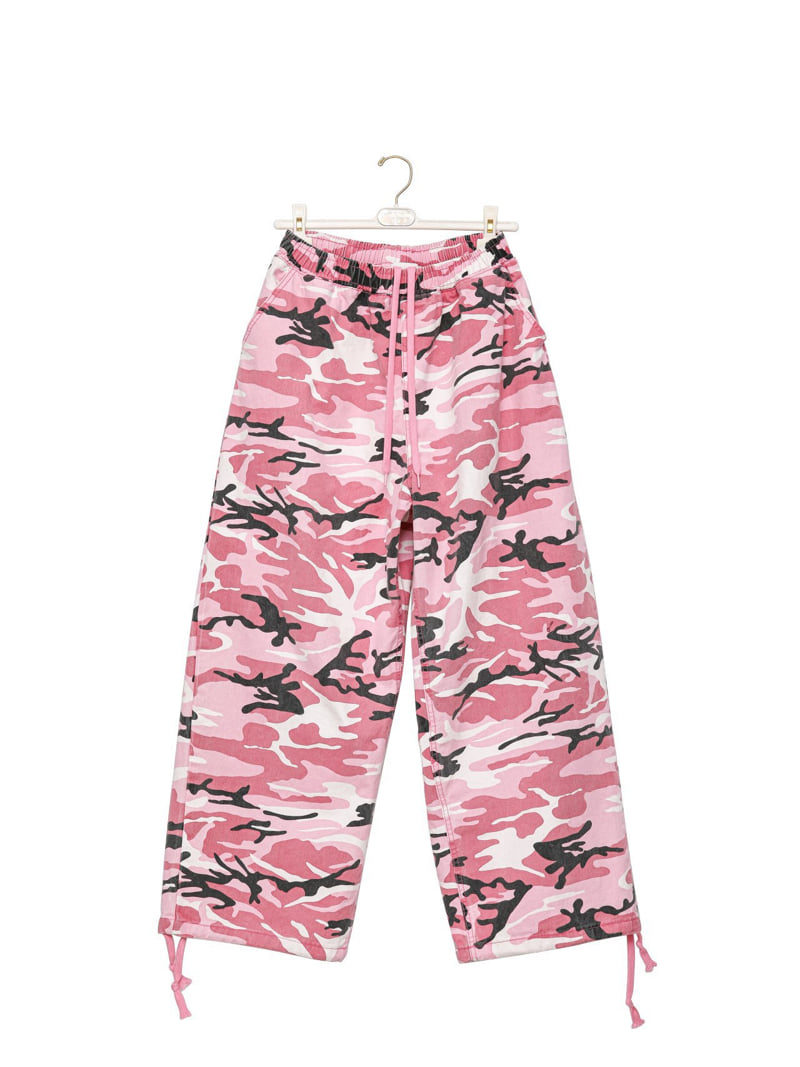 Paper Moon - Korean Women Fashion - #momslook - Camouflage Cotton Banded Maxi Wide Trousers - 4