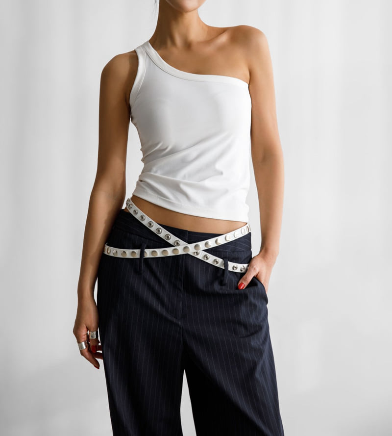Paper Moon - Korean Women Fashion - #womensfashion - One Diagonal Line Shoulder Tank Top - 6