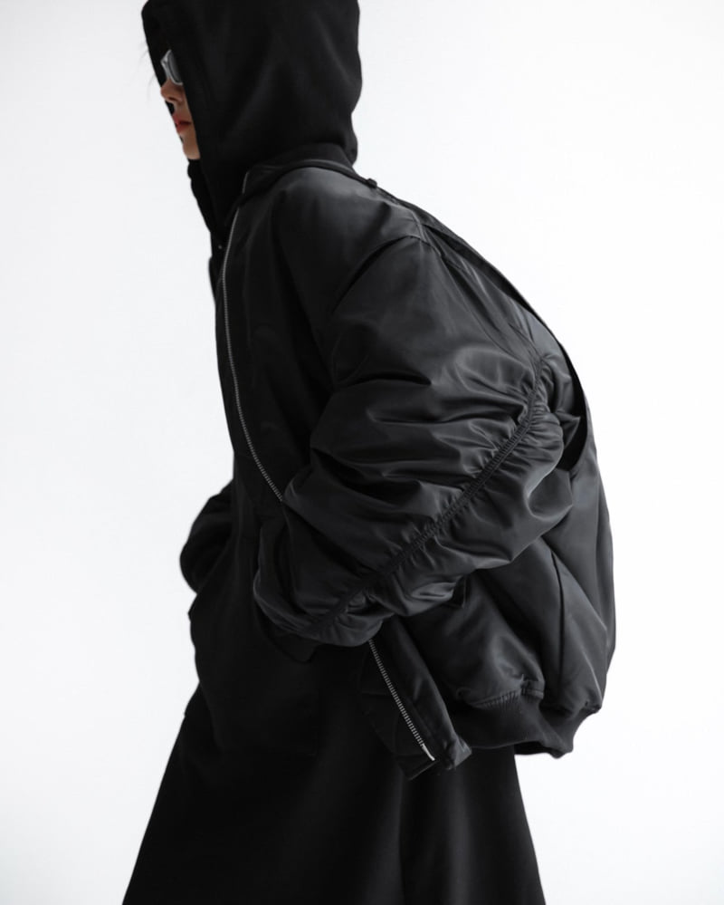 Paper Moon - Korean Women Fashion - #womensfashion - Super Oversized Two Way Zipper MA-1 Bomber Jacket - 11