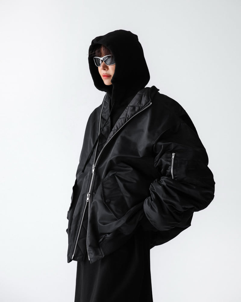Paper Moon - Korean Women Fashion - #womensfashion - Super Oversized Two Way Zipper MA-1 Bomber Jacket - 7