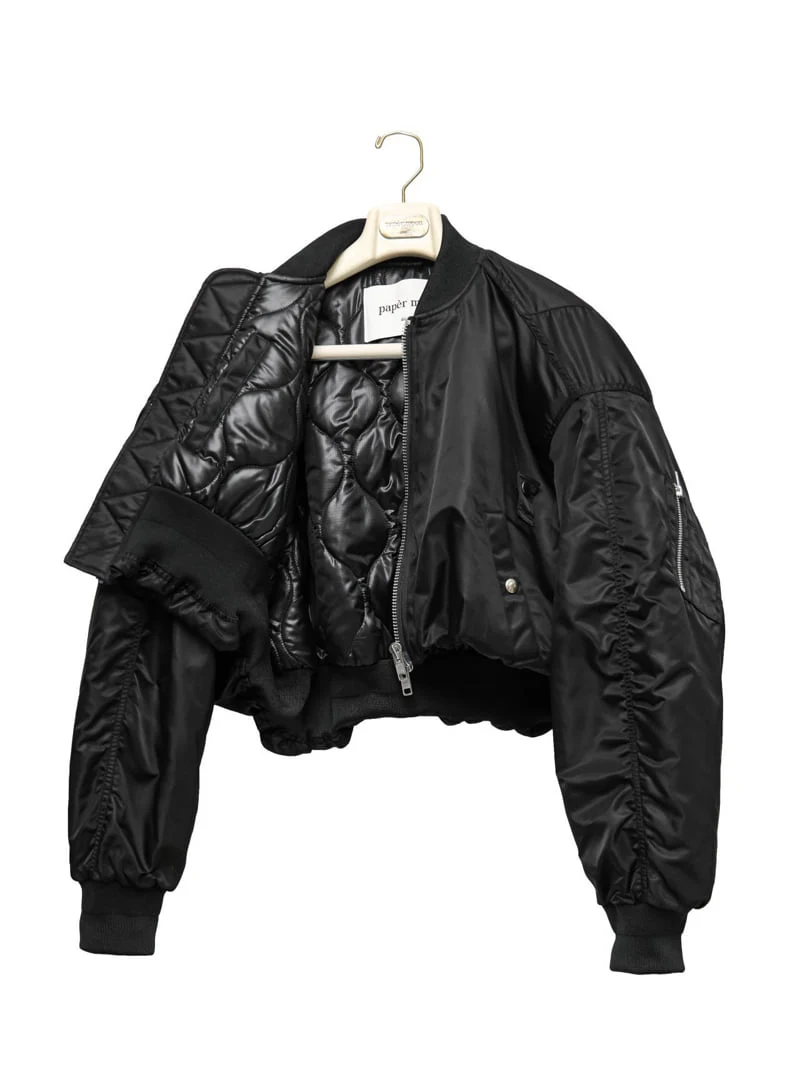 Paper Moon - Korean Women Fashion - #womensfashion - Heavy Twill Nylon Cropped Balloon MA-1 Flight Jacket - 7
