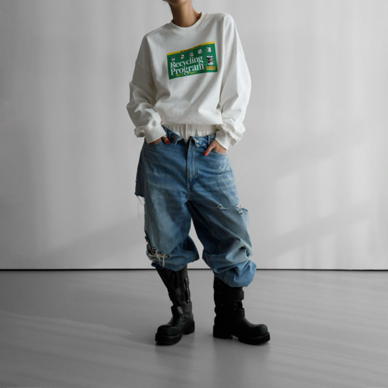 Paper Moon - Korean Women Fashion - #womensfashion - Recycling Film Print Sweatshirts - 5