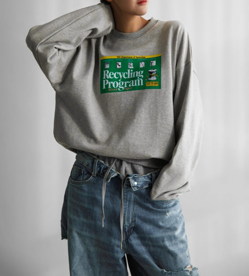 Paper Moon - Korean Women Fashion - #womensfashion - Recycling Film Print Sweatshirts - 9