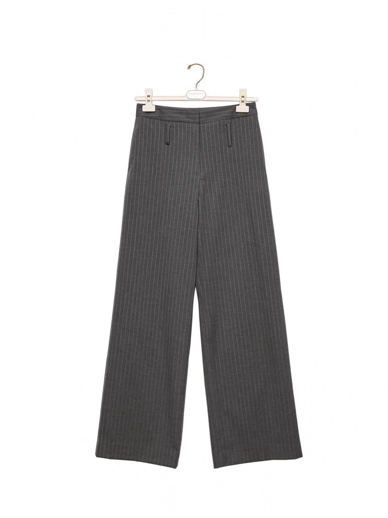 Paper Moon - Korean Women Fashion - #womensfashion - Low Belted Detail Pin Striped Wide Pants - 10