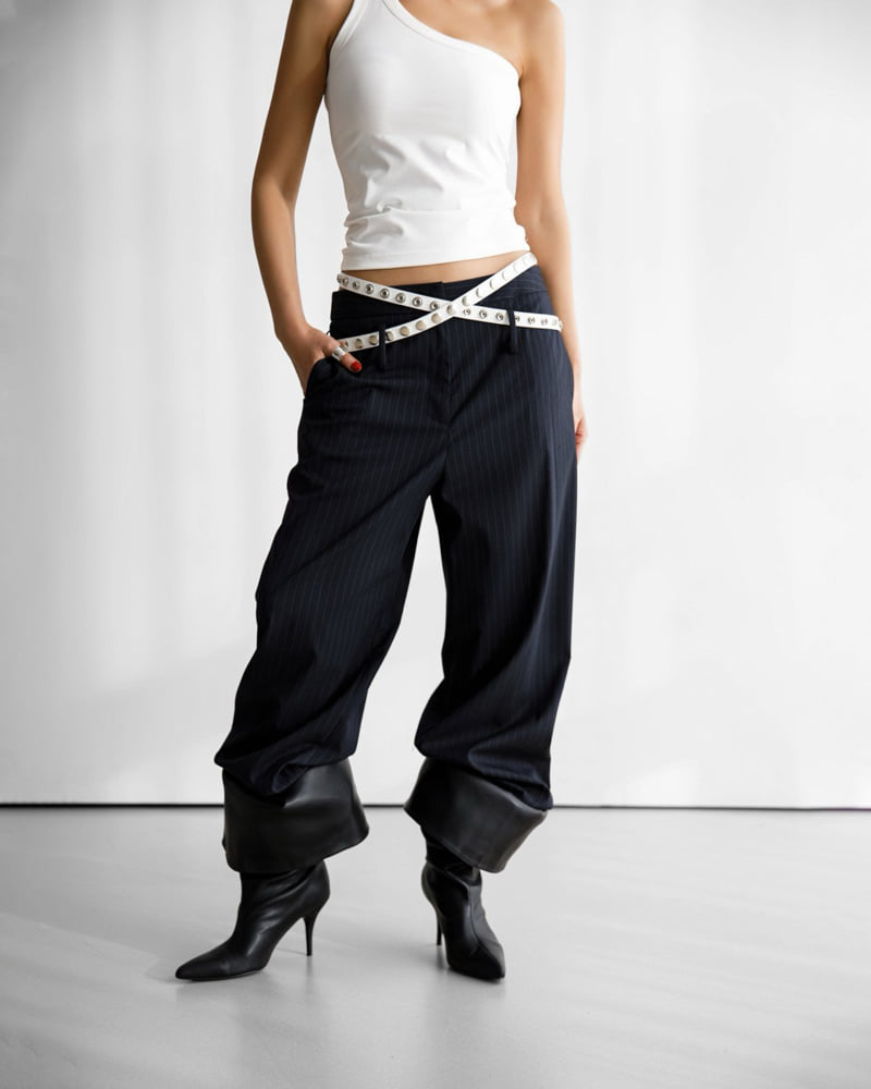 Paper Moon - Korean Women Fashion - #womensfashion - Lux Snap Detail Two Strap Leather Belt - 3