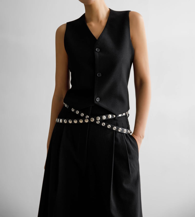 Paper Moon - Korean Women Fashion - #womensfashion - Lux Snap Detail Two Strap Leather Belt - 7