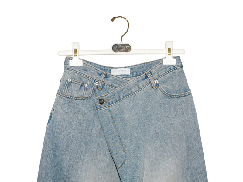 Paper Moon - Korean Women Fashion - #womensfashion - Wrap Detail Wide Denim Jeans - 6