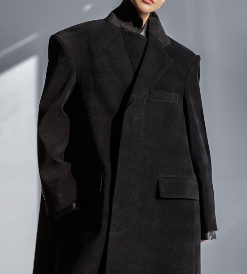 Paper Moon - Korean Women Fashion - #womensfashion - Oversized Hidden Button Single Dobby Coat - 5