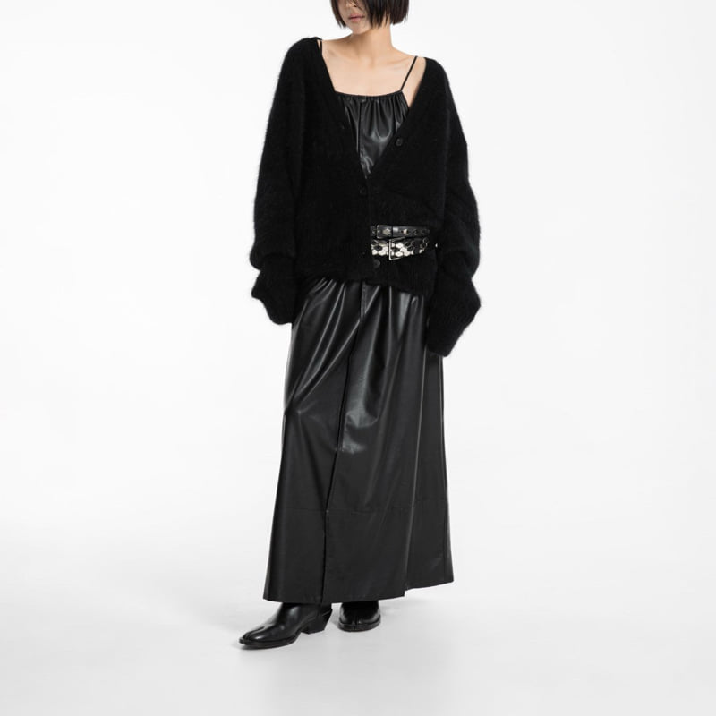 Paper Moon - Korean Women Fashion - #momslook - Vegan Leather Strap Shirred Maxi Dress - 4