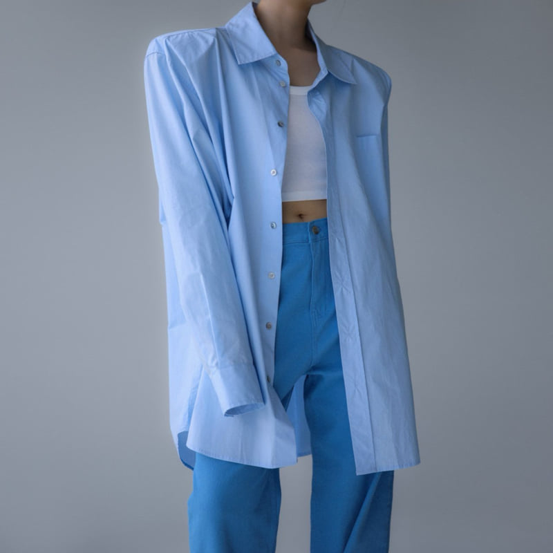 Paper Moon - Korean Women Fashion - #womensfashion - Maxi Padded Shoulder Cotton Shirt - 2