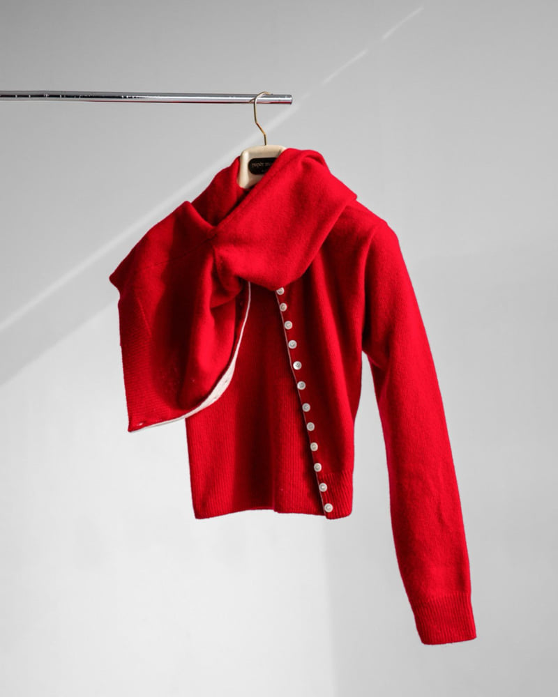 Paper Moon - Korean Women Fashion - #womensfashion - Colored Bi-Stitched Cashmere Wool Cropped Cardigan