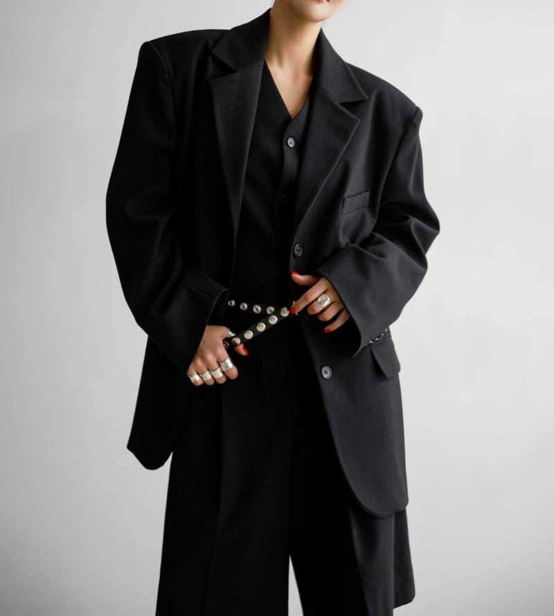 Paper Moon - Korean Women Fashion - #womensfashion - Flannel Wool Set-up Tailored Blazer - 3