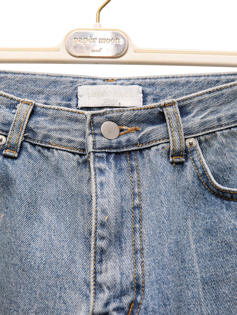 Paper Moon - Korean Women Fashion - #womensfashion - Crease Line Point Denim Loosefit Pants - 9