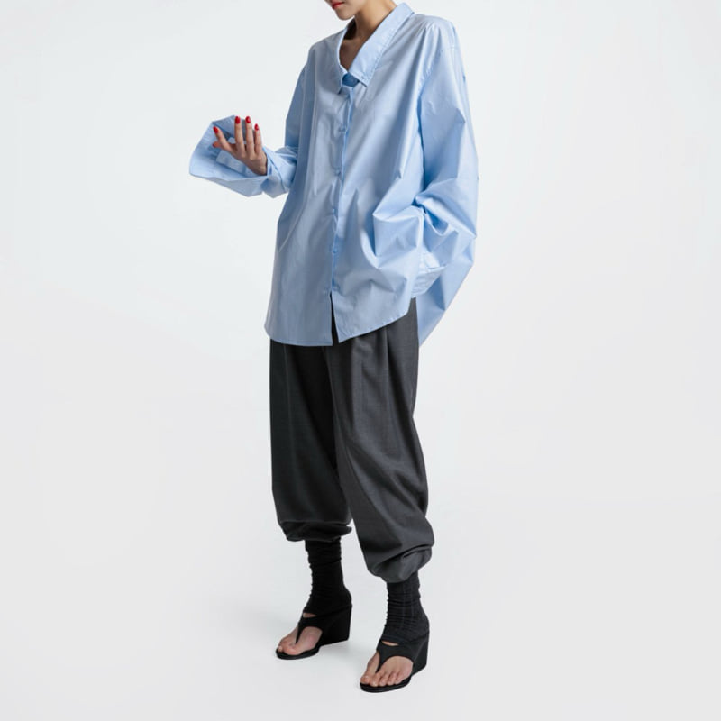 Paper Moon - Korean Women Fashion - #womensfashion - Low Collar Point Paper Button Down Shirt - 3