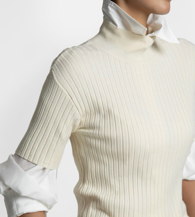 Paper Moon - Korean Women Fashion - #momslook - Classic Ribbed Half Turtleneck Knit Top - 4