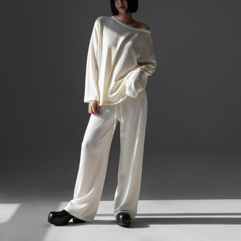 Paper Moon - Korean Women Fashion - #womensfashion - Soft Lounge Set-up Boatneck Tee - 9