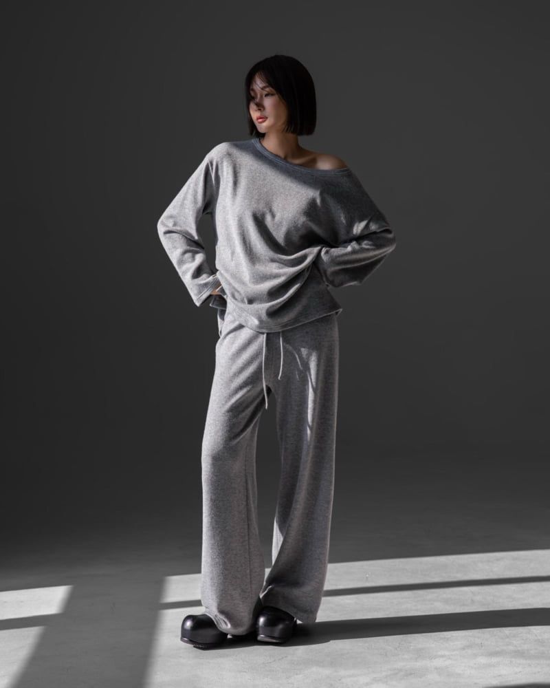 Paper Moon - Korean Women Fashion - #womensfashion - Soft Lounge Set-up Wide Pants - 2