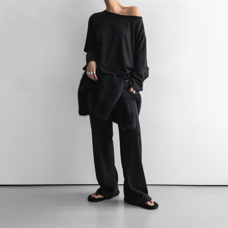 Paper Moon - Korean Women Fashion - #momslook - Soft Lounge Set-up Wide Pants - 4