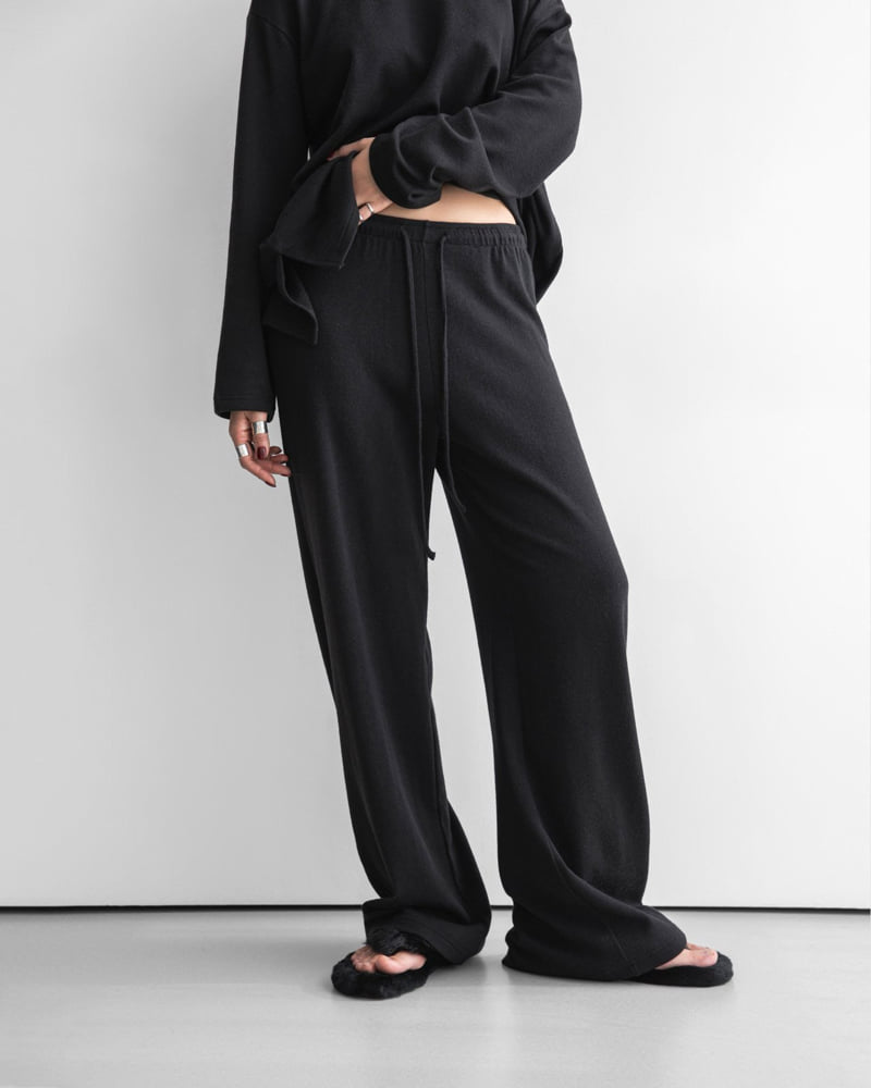 Paper Moon - Korean Women Fashion - #womensfashion - Soft Lounge Set-up Wide Pants - 6