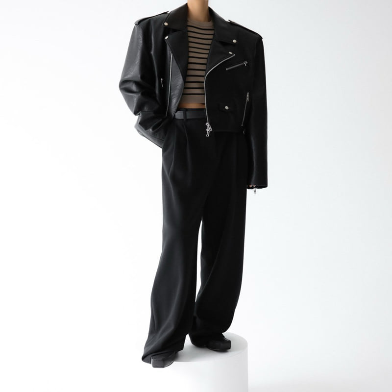 Paper Moon - Korean Women Fashion - #womensfashion - Sweat Wide Pintuck Trousers - 3