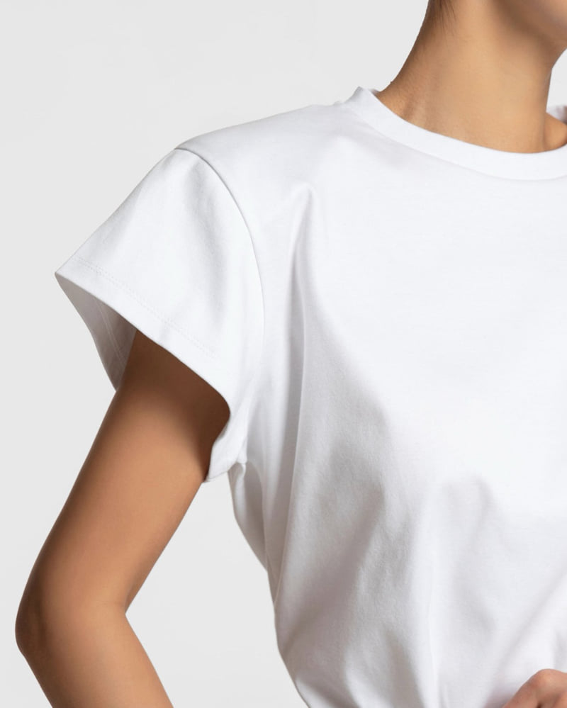 Paper Moon - Korean Women Fashion - #womensfashion - Padded Shoulder Wing Sleeve Tee - 3