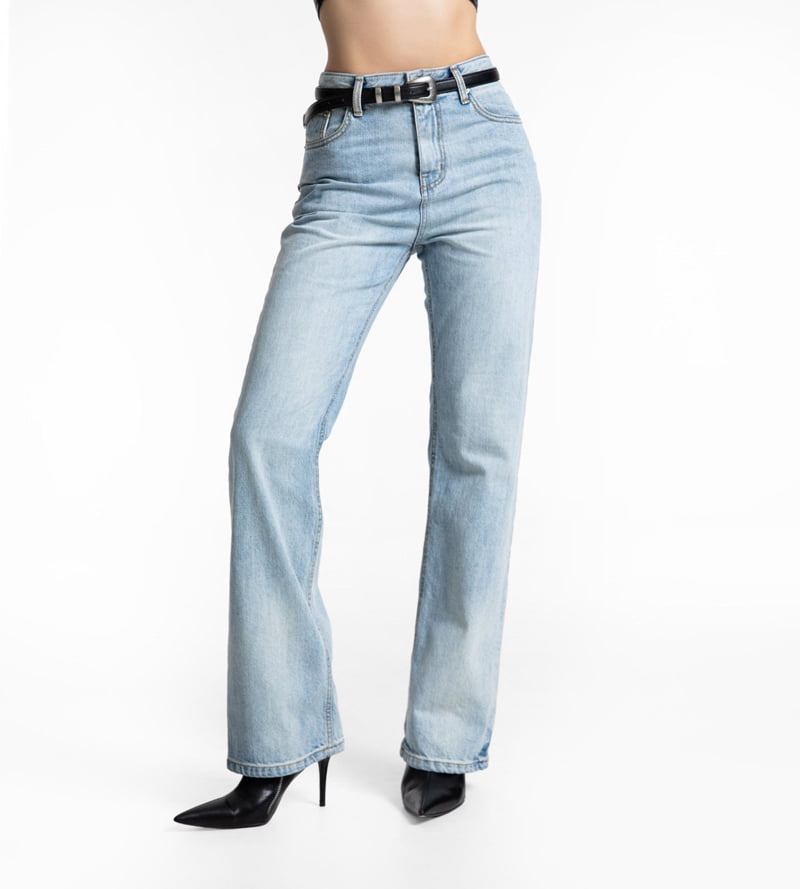 Paper Moon - Korean Women Fashion - #womensfashion - Classic Slim Fit Straight Blue Jeans - 2