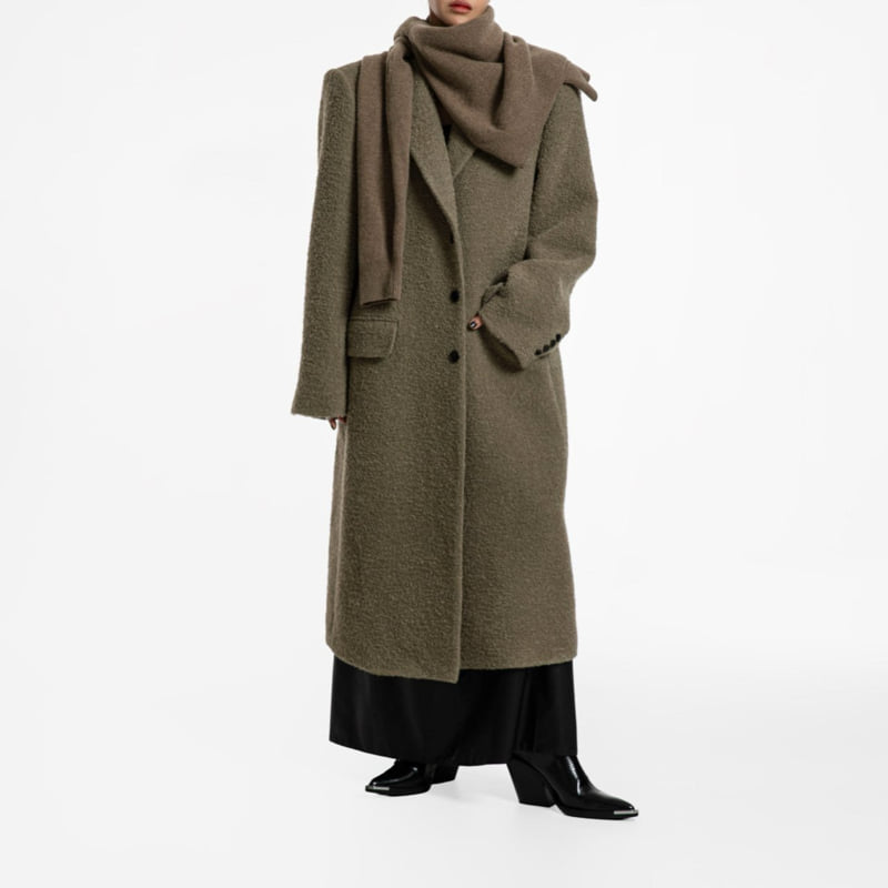 Paper Moon - Korean Women Fashion - #womensfashion - Lux Boucle Alpaca Wool Oversized Three Button Maxi Coat