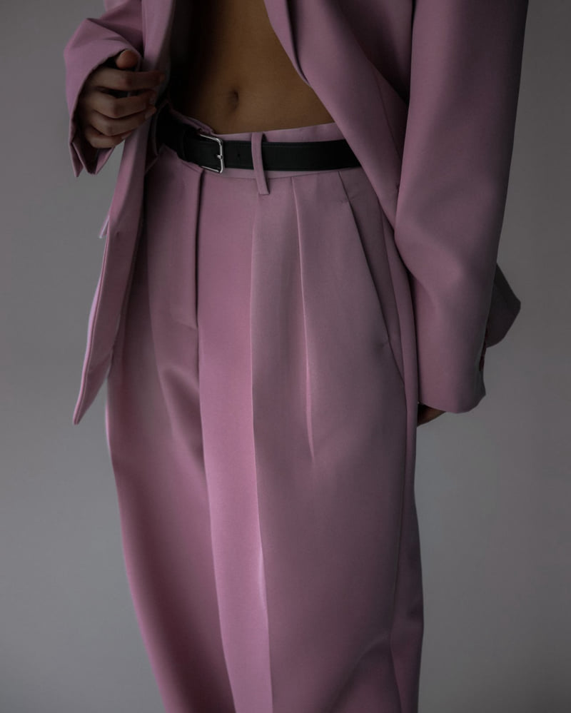 Paper Moon - Korean Women Fashion - #womensfashion - Twill Texture Low Waist Double Pleats Wide Trousers - 3
