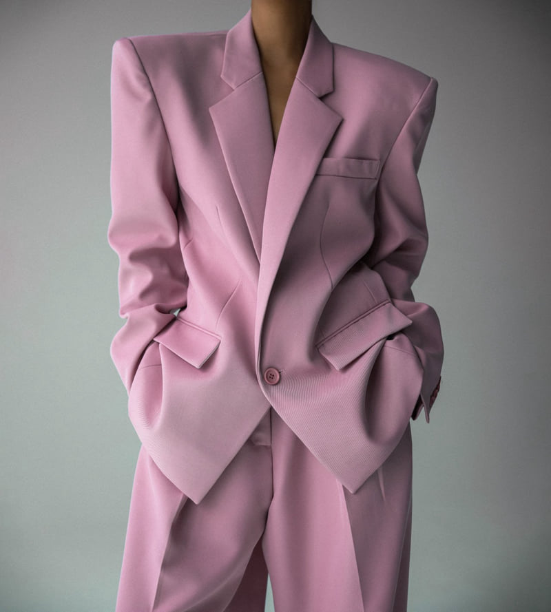 Paper Moon - Korean Women Fashion - #womensfashion - Square Shoulder Oversized Twill Blazer - 2