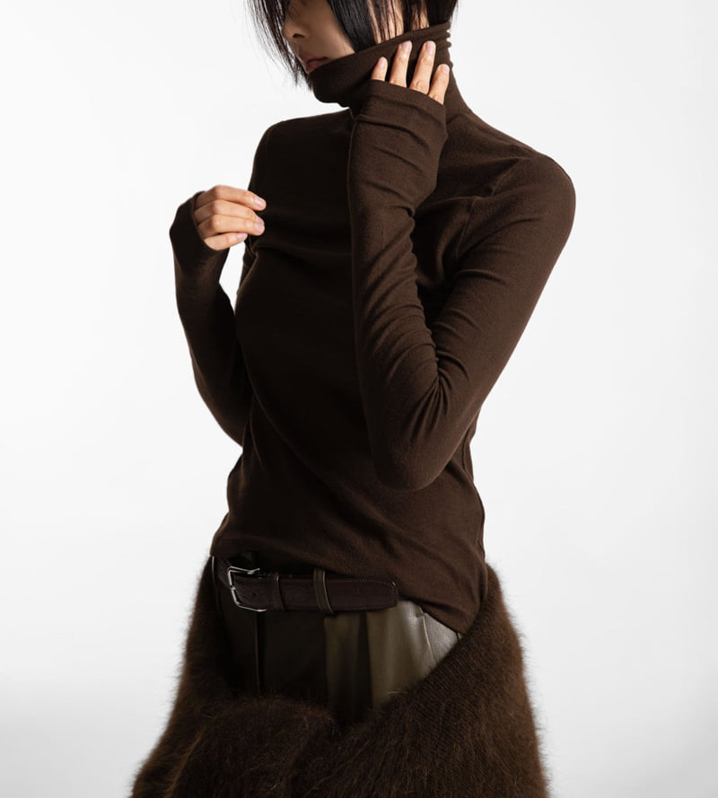 Paper Moon - Korean Women Fashion - #momslook - Soft Warm Texture Classic Turtleneck Tee - 4