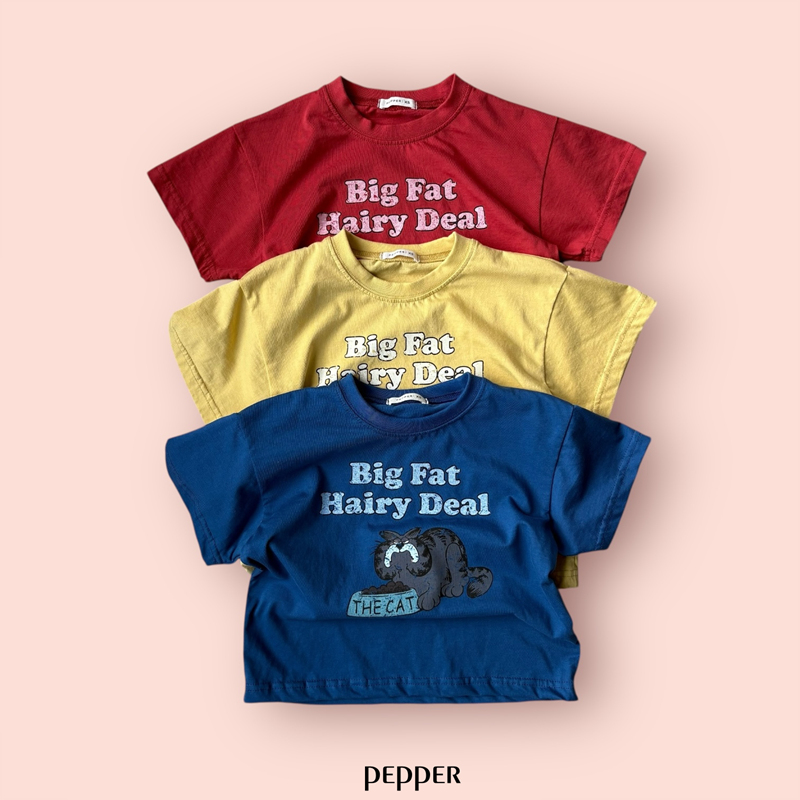 Pepper - Korean Children Fashion - #childofig - Chubby Cat Short Sleeve Tee