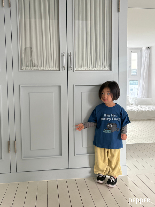 Pepper - Korean Children Fashion - #kidsshorts - Chubby Cat Short Sleeve Tee - 7