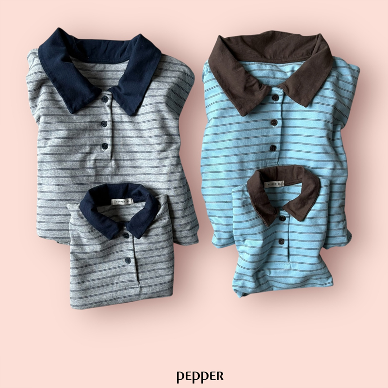 Pepper - Korean Women Fashion - #vintageinspired - Mumu Collar Tee (Adult)