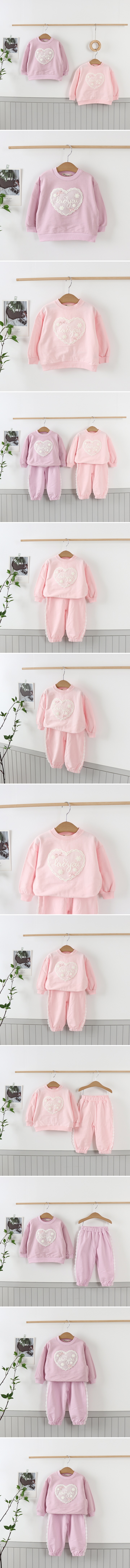Pepper Mint - Korean Children Fashion - #kidzfashiontrend - Lace Heart Sweatshirt