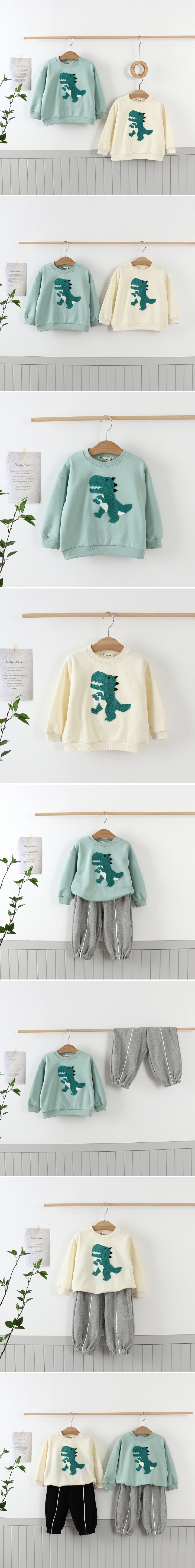 Pepper Mint - Korean Children Fashion - #minifashionista - Dino Sweatshirt