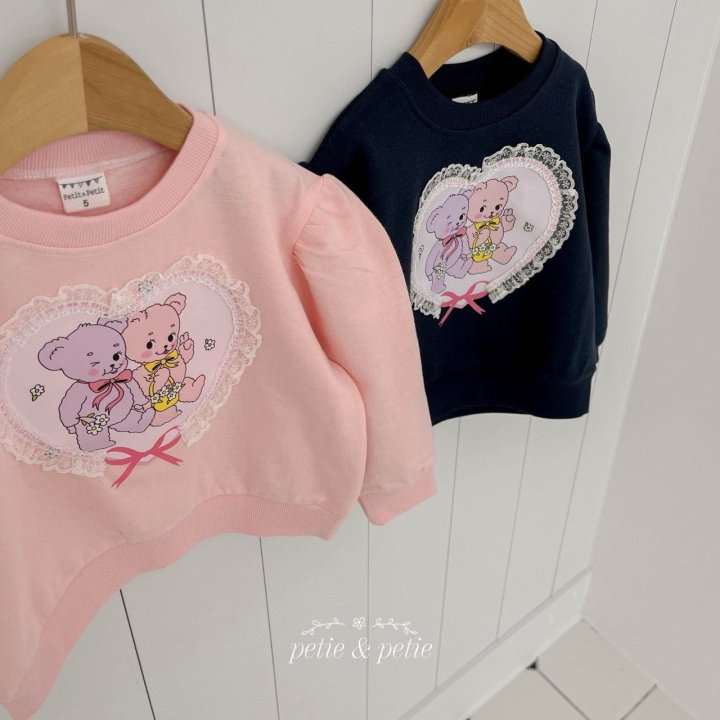 Petit & Petit - Korean Children Fashion - #kidsshorts - Heart Bear Sweatshirt - 10