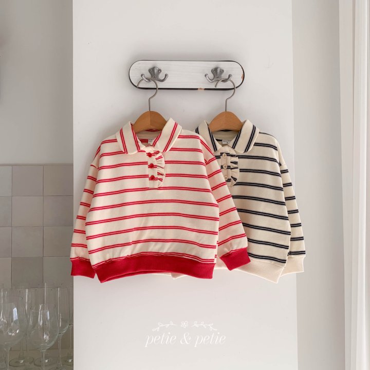 Petit & Petit - Korean Children Fashion - #stylishchildhood - Stripe Collar Sweatshirt - 8