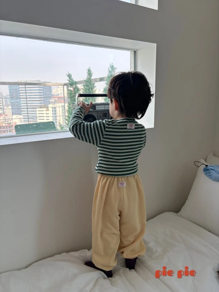 Pie - Korean Baby Fashion - #babyclothing - Celery Stripe Tee - 11
