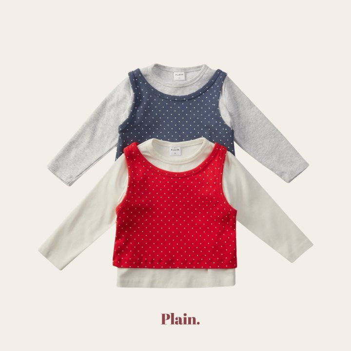 Plain - Korean Children Fashion - #childofig - Dot Layered Tee (Tee+Sleeveless Set)