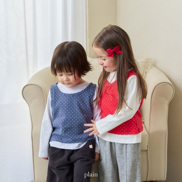Plain - Korean Children Fashion - #kidsshorts - Dot Layered Tee (Tee+Sleeveless Set) - 7