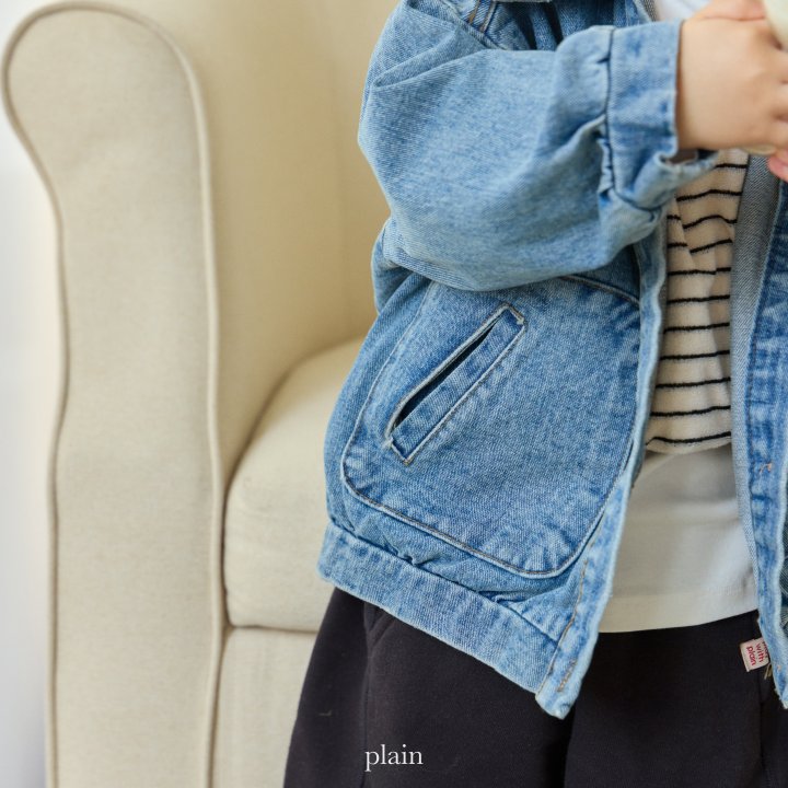 Plain - Korean Children Fashion - #kidsshorts - Round Denim Jacket - 6