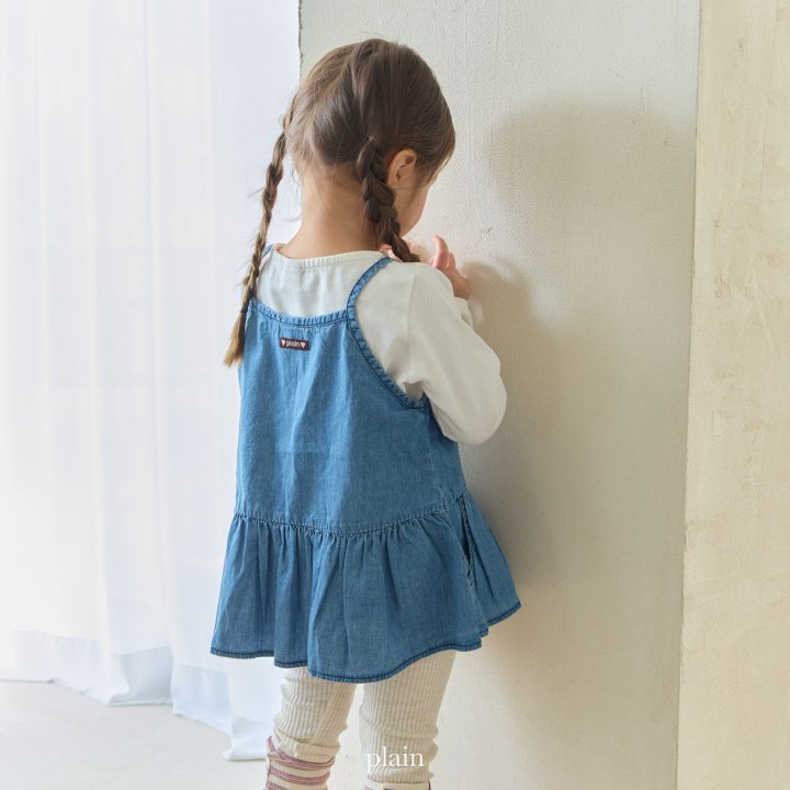 Plain - Korean Children Fashion - #magicofchildhood - Denim Flare One-piece - 4