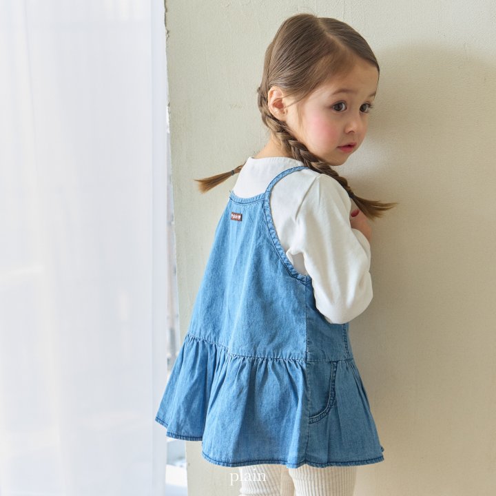 Plain - Korean Children Fashion - #prettylittlegirls - Denim Flare One-piece - 5