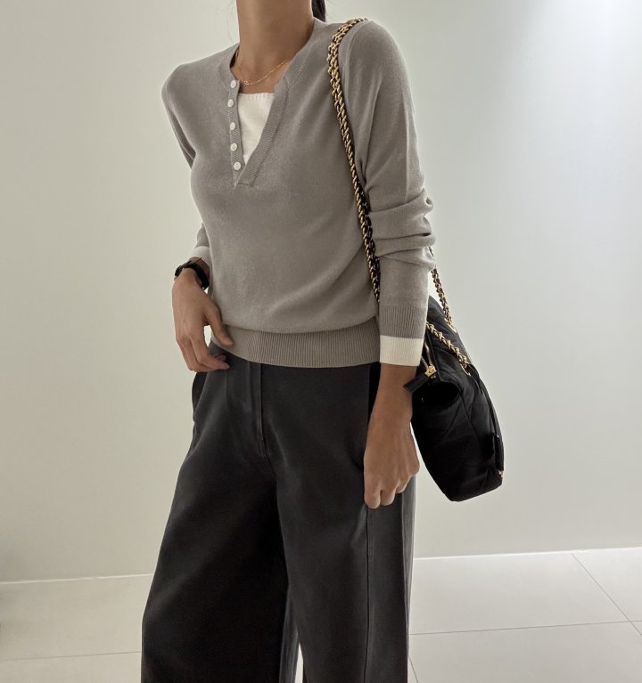 Ripple - Korean Women Fashion - #momslook - Kissing Layered Knit Top - 11
