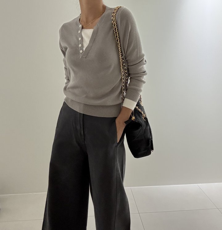 Ripple - Korean Women Fashion - #momslook - Kissing Layered Knit Top - 12