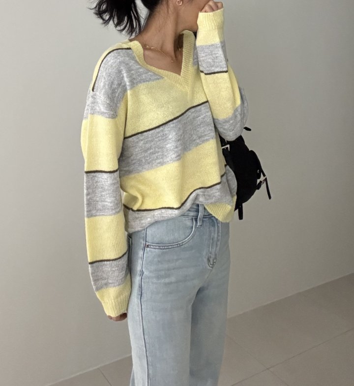 Ripple - Korean Women Fashion - #momslook - Kinder V-Neck Knit Top - 3