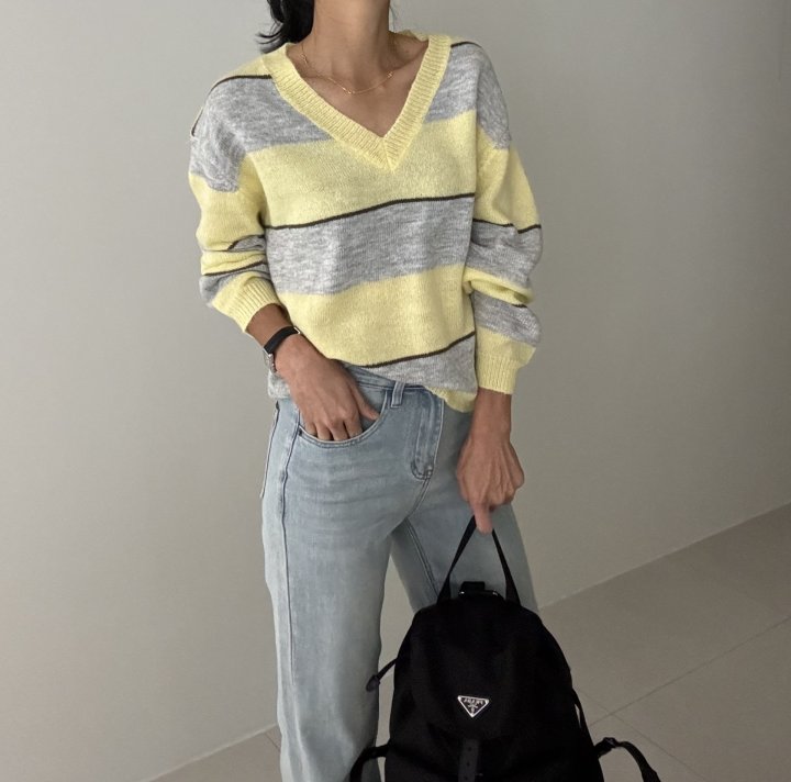 Ripple - Korean Women Fashion - #momslook - Kinder V-Neck Knit Top - 5