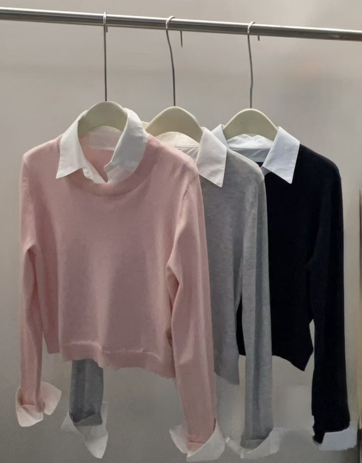Ripple - Korean Women Fashion - #womensfashion - Jenna Collar Knit Top